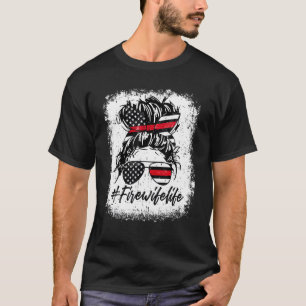 T-shirt Fire Femme Life Firefighter Femme USA Drapeau Mess