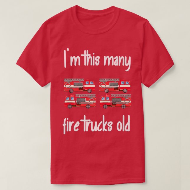 T-shirt Fire Truck Birthday 4 Years Old 4th Birthday Firef (Design devant)