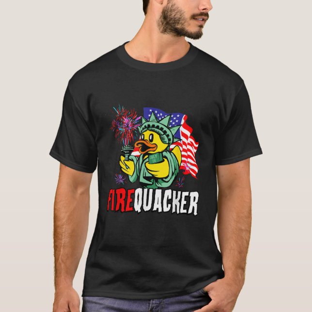 T-shirt Firecracker USA Drapeau Funky Firequacker Duck 4èm (Devant)