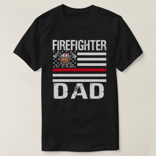 T-shirt Firefighter DAD Support Le Mince Red Line US Drape (Design devant)