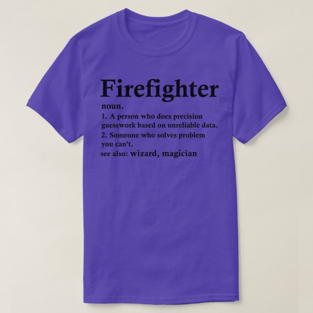 T-shirt Firefighter Définition Amusant Pompier Occupateur (Design devant)