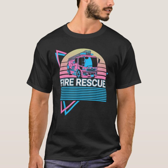 T-shirt Firefighter Fireman Retro Fire Rescue (Devant)