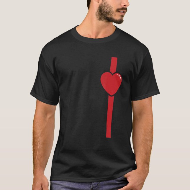 T-shirt Firefighter Heart Red Line Valentines Day Cool Lov (Devant)