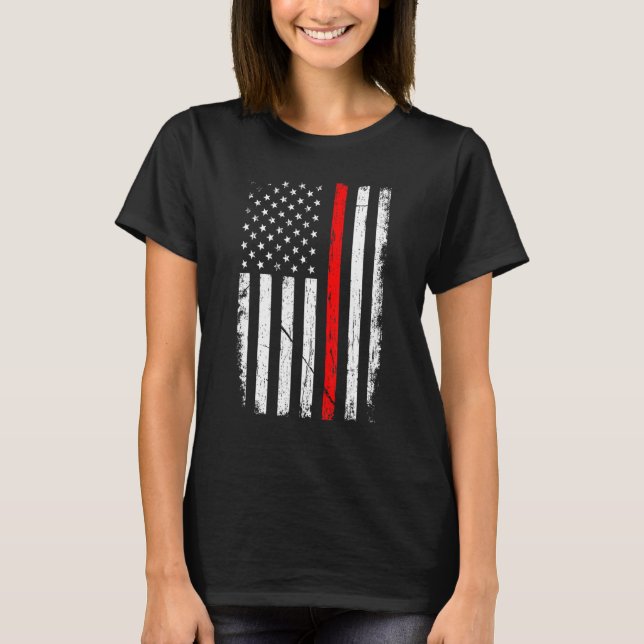 T-shirt Firefighter Patriotic American US Flag Fireman Fir (Devant)