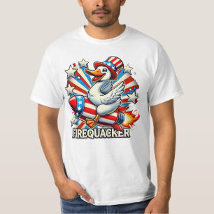 T-shirt FIREQUACKER - Drôle Oie patriotique sur une fusée 