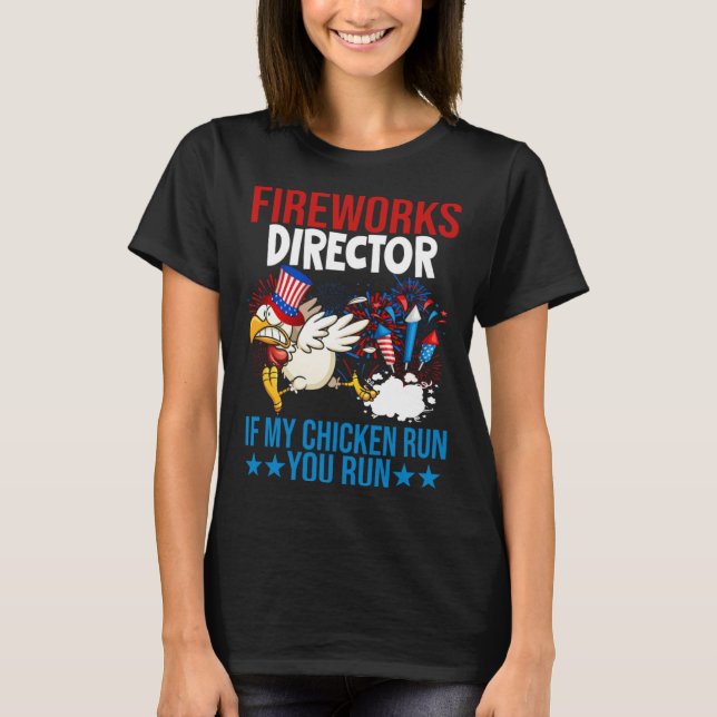 T-shirt Firework Director Happy 4th Of July American Flag  (Devant)