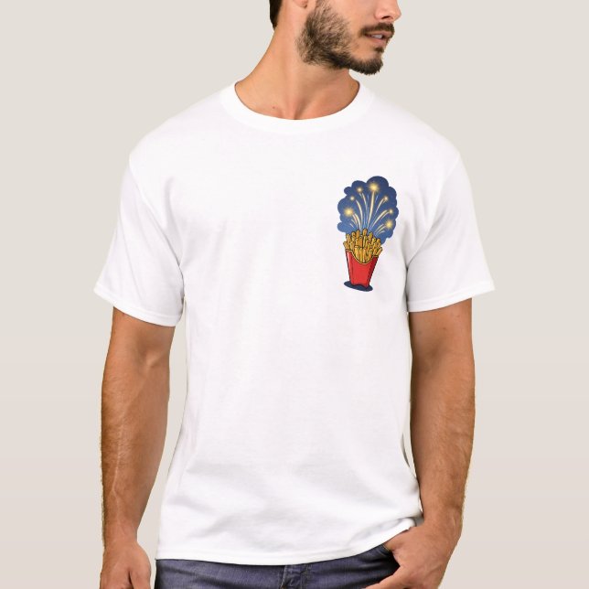 T-shirt Firework Fries Illustration with Golden Sparks (Devant)