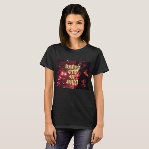 T-shirt Fireworks 3 4 juillet femme chemise noire