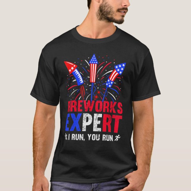 T-shirt Fireworks Expert Je Vous Exécute 4 juillet (Devant)