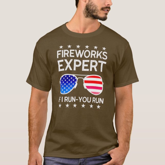 T-shirt Fireworks Expert Si J'Exécute Vous Exécutez Americ (Devant)