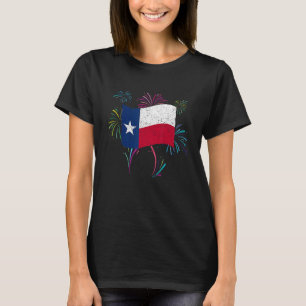 T-shirt Fireworks Us State Texas Drapeau Patriotique Texan