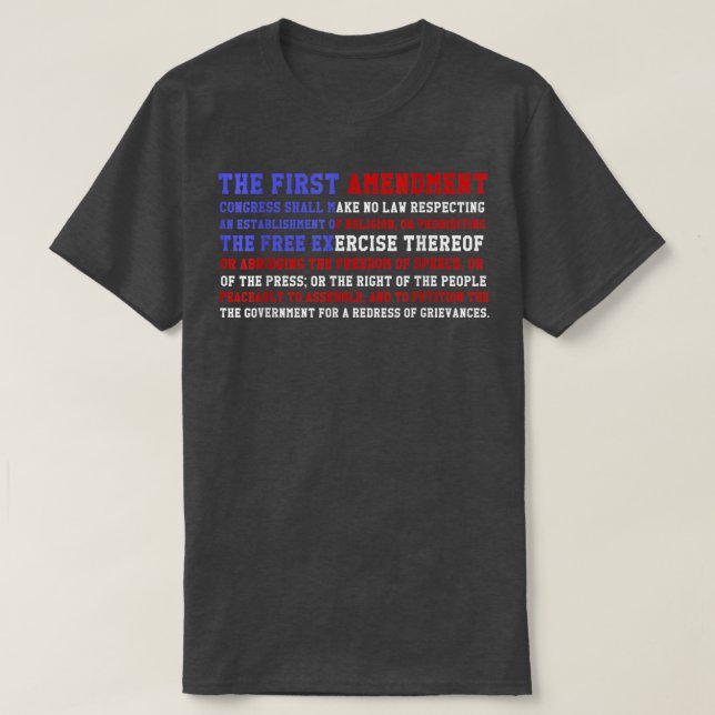 T-shirt First Amendment American Pride USA Flag  (Design devant)