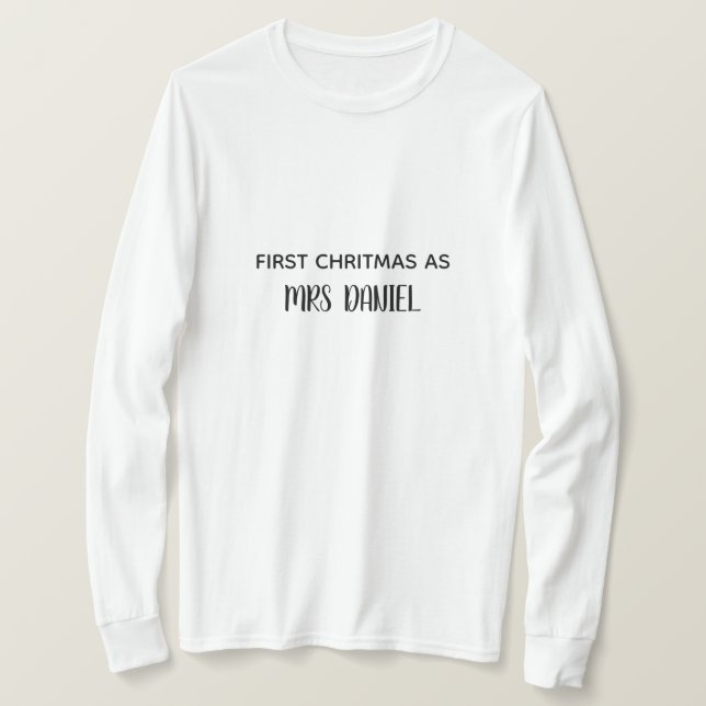 T-shirt First Christmas as Mrs Custom Name Shirt (Design devant)
