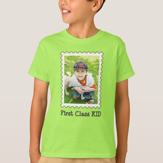 T-shirt FIRST CLAST KID Best Kid Ever photo personnalisée (Devant)