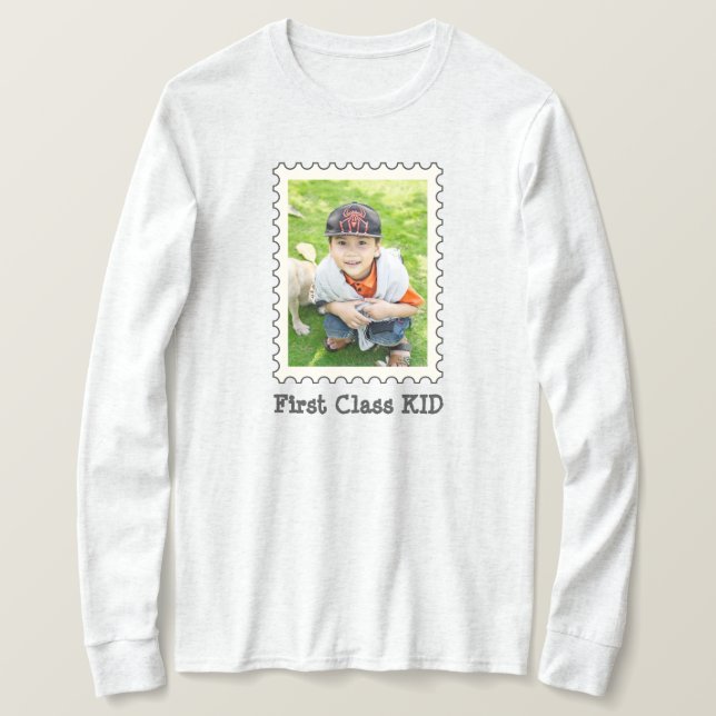 T-shirt FIRST CLAST KID Best Kid Ever photo personnalisée (Design devant)