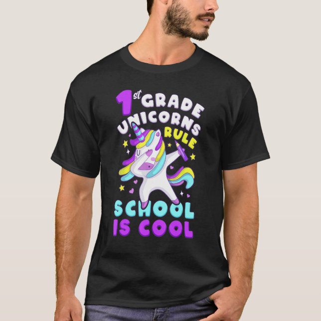 T-shirt First Day of 1st Grade, Back To School, Girl, Unic (Devant)