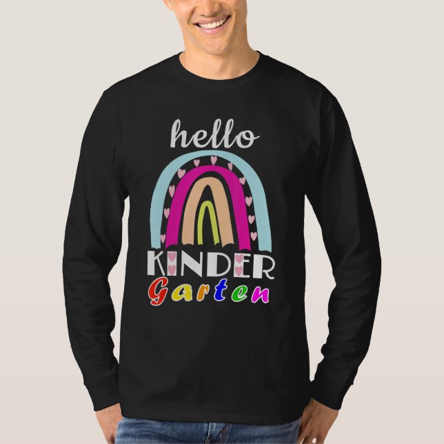 T-shirt First Day Of School Hello Kindergarten Teacher Rai (Devant)