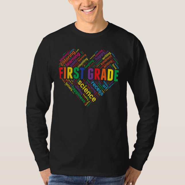 T-shirt First Grade 1st Grade Teacher Student Heart Back t (Devant)