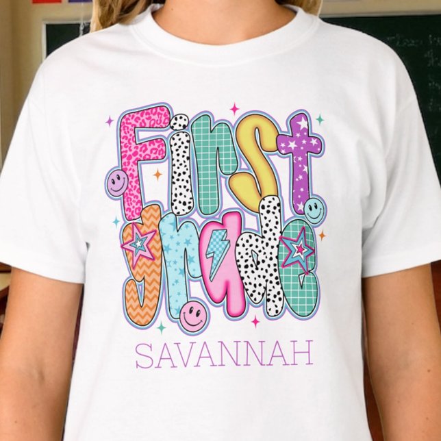 T-shirt First Grade First Day of School Coquette Custom (Créateur téléchargé)