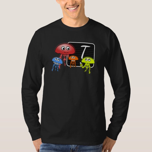 T-shirt First Grader Jellyfish Letter As Monogram (Devant)