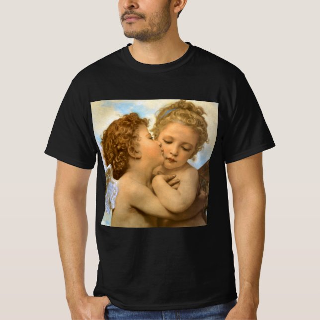 T-shirt First Kiss (détail d'ange) par Bouguereau (Devant)