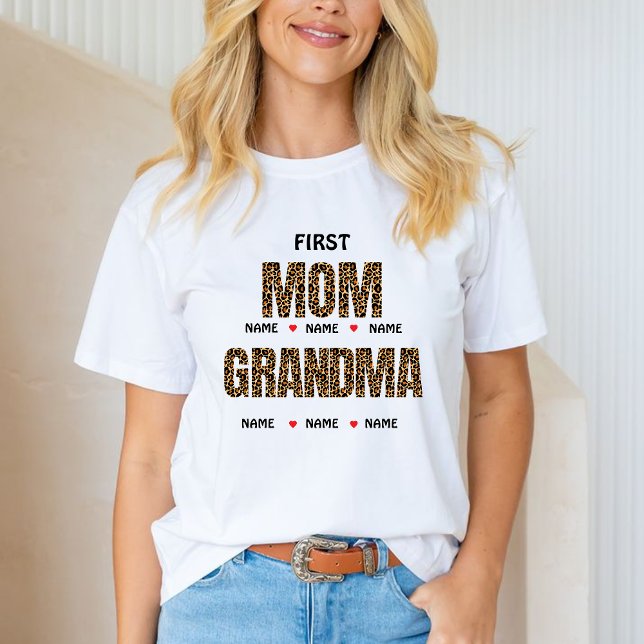 T-shirt FIRST MOM NOW GRANDMA Nana &custom grandkids names (Créateur téléchargé)