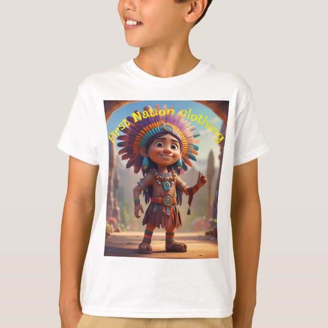 T-shirt First Nation clothing kids indian (Devant)