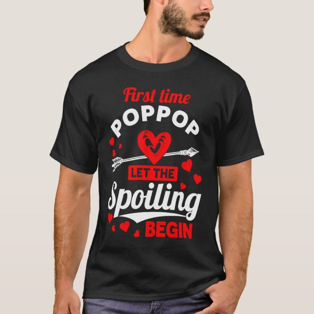 T-shirt First Time Poppop Father's Day Christmas (Devant)