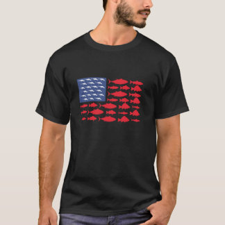 T-shirt Fish American Flag Patriotique USA Fishing