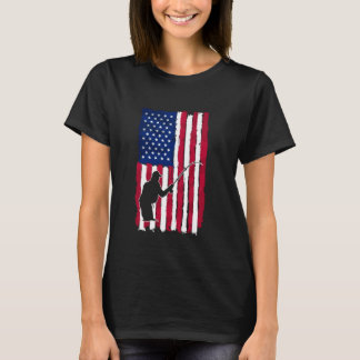 T-shirt Fishing American Flag Patriotic day 4th of July Fi