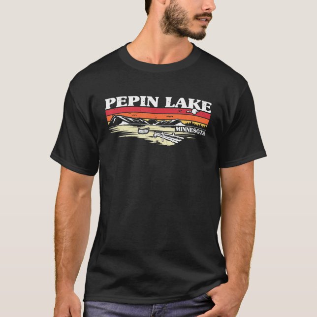 T-shirt Fishing Boating Camping Lake Vacation Pepin Lake (Devant)