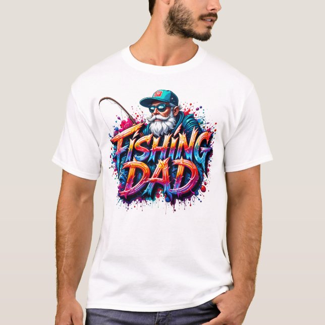 T-shirt Fishing Dad Fisherman Graffiti Quote  (Devant)