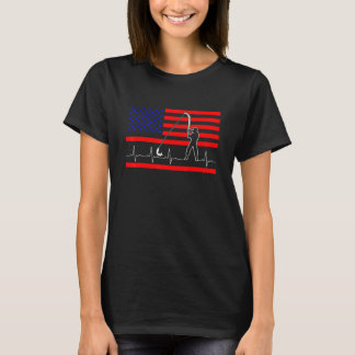 T-shirt Fishing Heartbeat Pêche Américaine 4 Juillet Patri