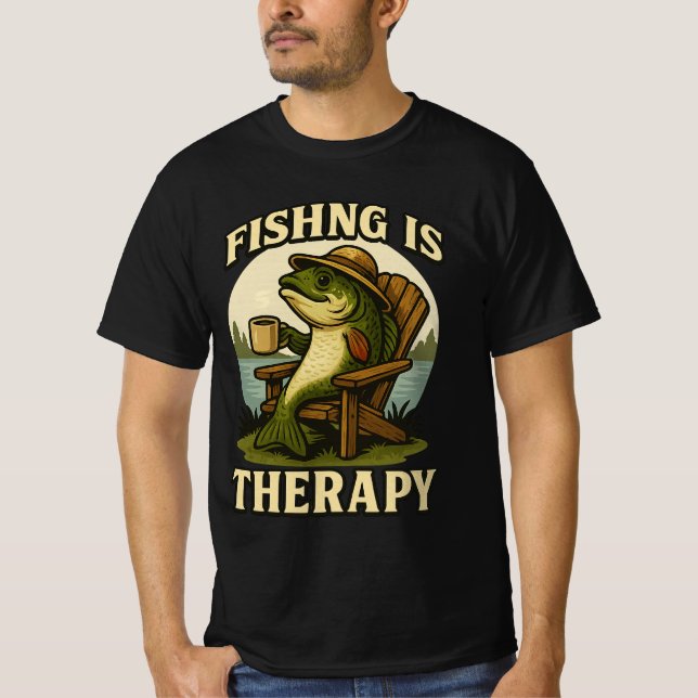 T-shirt Fishing Is My Therapy-Relaxing Fish on Lake Chair (Devant)