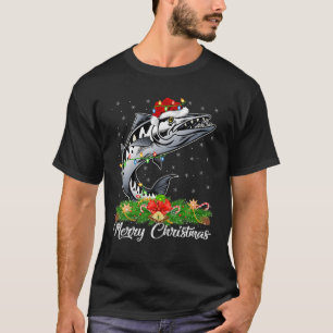 T-shirt Fishing Lover Matching Santa Hat Barracuda Fish Ch
