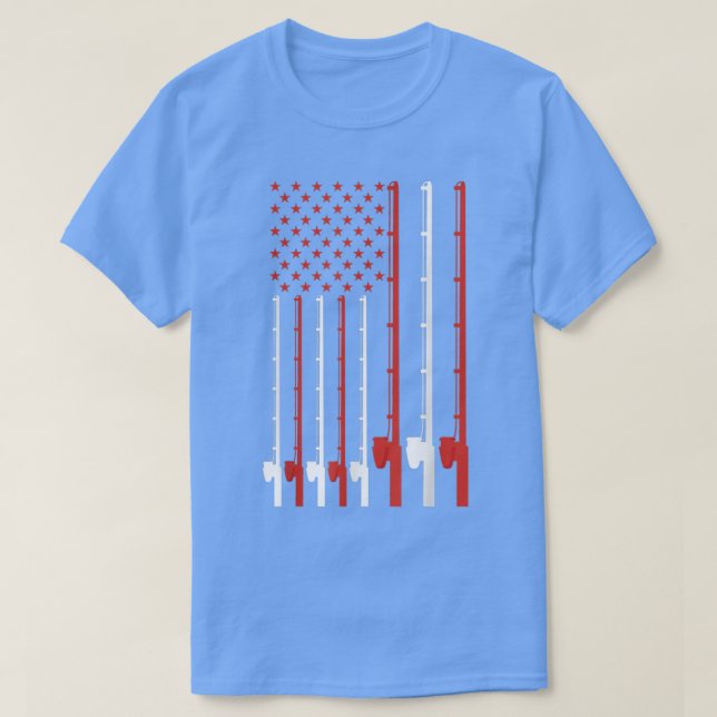 T-shirt Fishing Rod American Flag 918  (Design devant)