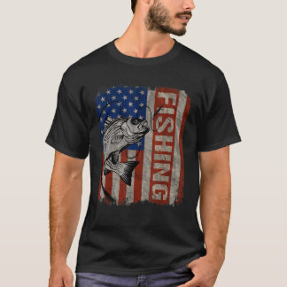 T-shirt Fishing USA American Drapeau Vintage 4 juillet Cad