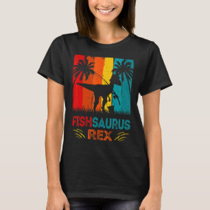 T-shirt Fishsaurus pêche au bar Rex dinosaure pour garçons