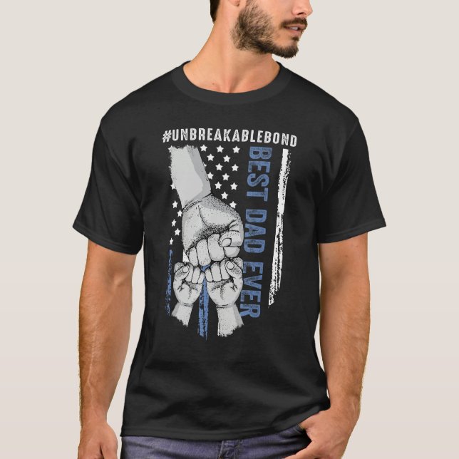 T-shirt Fist Bump American Flag Dad   Best Dad Ever (Devant)