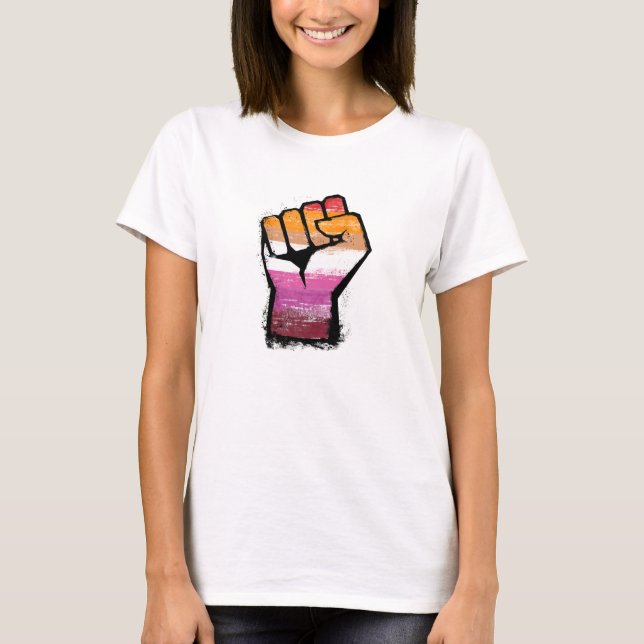 T-shirt Fist de protestation lesbienne (Devant)