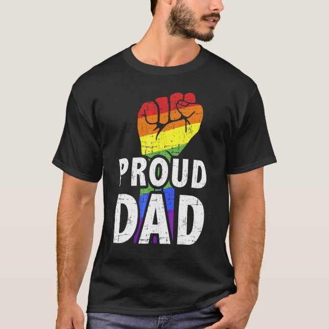 T-shirt Fist Rainbow Fier Papa Gay pride Lgbtq Père D (Devant)