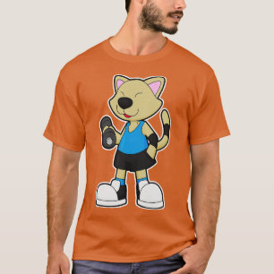 T-shirt Fitness au chat avec Dumbbell