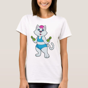 T-shirt Fitness Cat Dumbbell