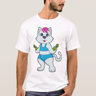T-shirt Fitness Cat Dumbbell