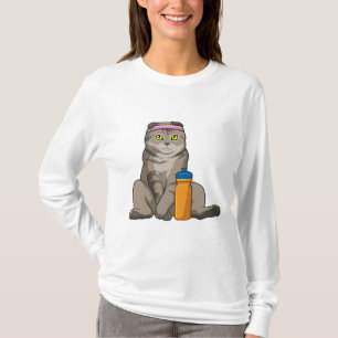 T-shirt Fitness Chat Boire de la tasse