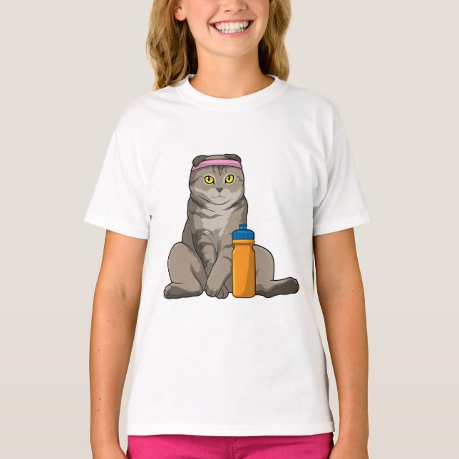 T-shirt Fitness Chat Boire de la tasse (Devant)