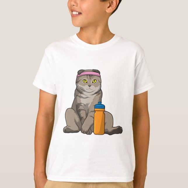 T-shirt Fitness Chat Boire de la tasse (Devant)