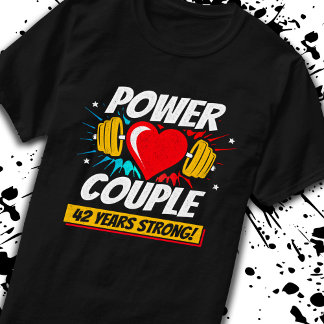 T-shirt Fitness Couple 42e anniversaire 42 ans fort