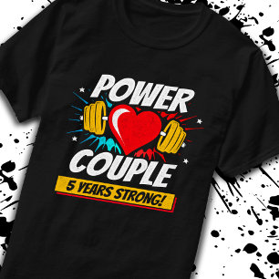 T-shirt Fitness Couple 5e Anniversaire 5 ans Fort