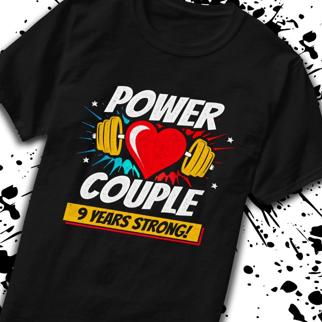T-shirt Fitness Couple 9e Anniversaire 9 ans Fort (Créateur téléchargé)